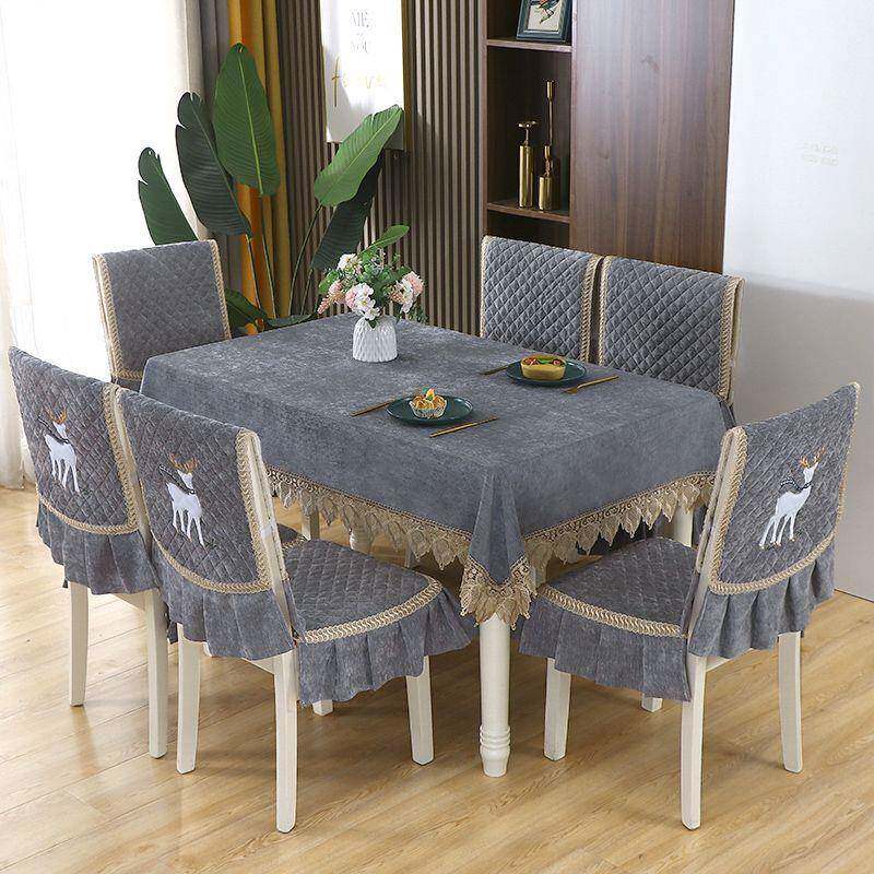 F坐8H雪尼尔椅子KUL套连体垫靠餐桌椅套家用椅垫欧式垫罩子背垫四