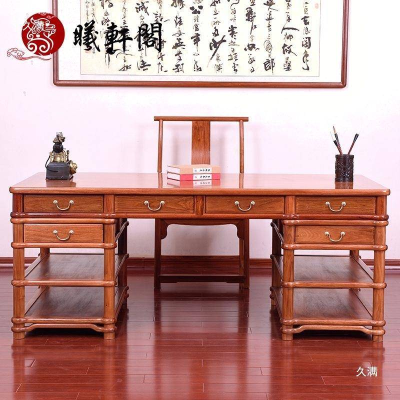 甸花木书画缅桌实木书法公t$*&j#j#桌大果紫檀梨画案中式办桌书桌