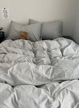 纯棉床上四件套生水1件0F9776JHM0简约条纹床品学洗宿舍床单被套