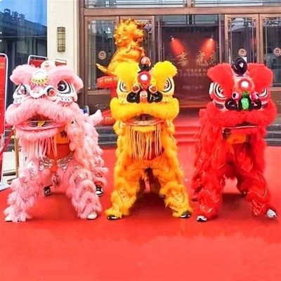 狮子头舞狮南狮舞龙舞狮道具醒狮整羊毛狮头狮子人全竹编