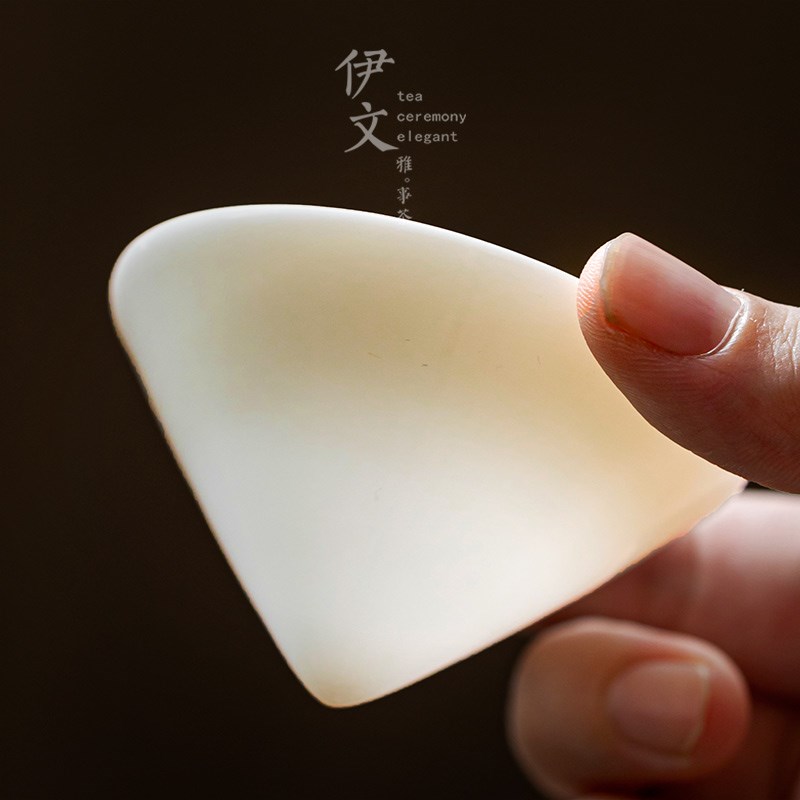 伊文陶瓷玉瓷品茗杯功夫泡茶杯主人杯简约小杯子斗笠杯茶盏礼盒装