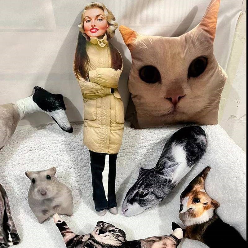 丑猫抱枕定制无描边宠物抱枕异形玩偶真人猫狗宠物图照片长条