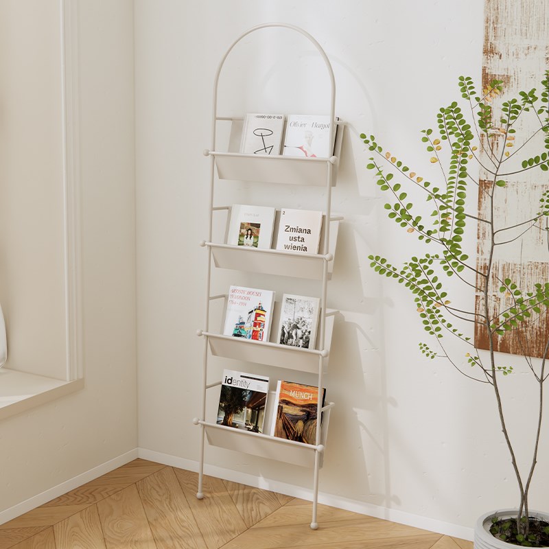 现代简约黑色高档靠墙书报架客厅书籍展示书架家用多层资料杂志架