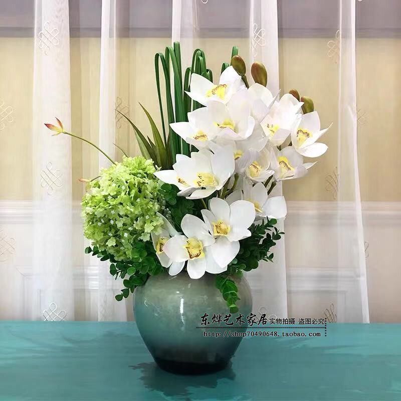 陶瓷小花盆仿真花套装假花客厅干花花艺插花酒店前台茶几玄关摆件