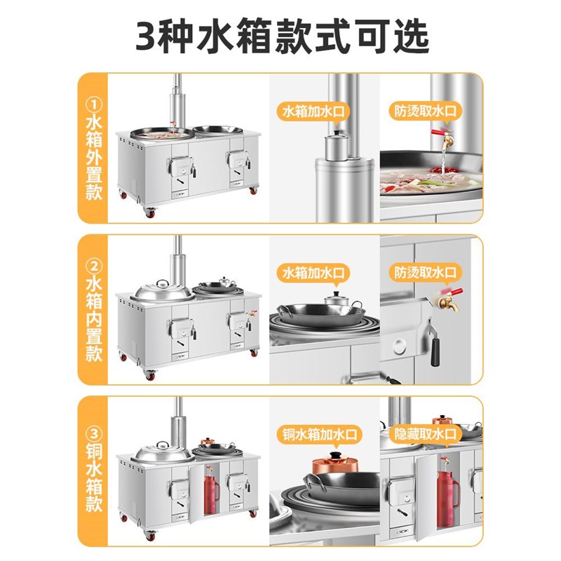 新款新式农村柴火灶烧木柴家用灶台30不锈钢移动大铁锅材火炉