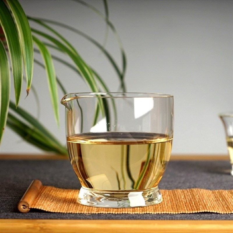 弘建新款公杯加茶漏茶具 双叶玻璃公道杯 琉璃茶海 功夫茶道零配