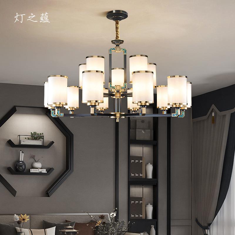 新中式主代灯中国风客厅吊灯FQD442简约大气全铜餐灯现中厅式具大