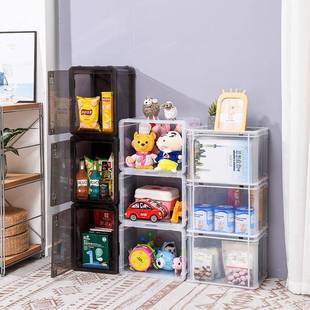 塑书架6605自由组合收料柜带盖锁扣纳收纳架玩具整理箱可叠加储物
