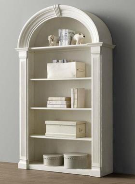 美BAL式村白色做木旧实木橡儿童书层房收纳书柜法式开放书乡架多