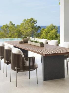 户外桌椅院庭室柚外花36203藤编木高端实木餐桌休闲防磨园防晒室