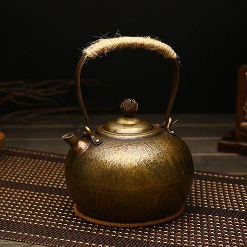 若容茶艺铜壶烧水壶煮茶铜壶纯老紫壶铜水壶手工铜铜壶侧把茶壶煮