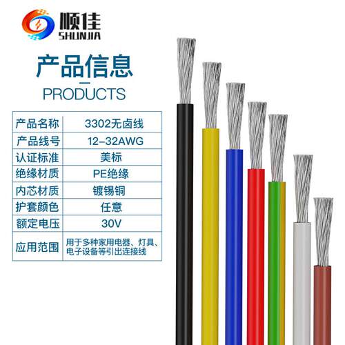 顺佳无卤交联电线UL3-3023-32WG~UL30212AWG801系列无卤A高环保