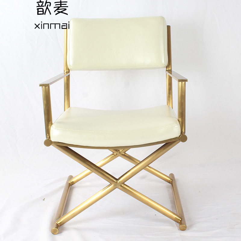 歆麦家具后现代轻奢不锈钢靠背椅