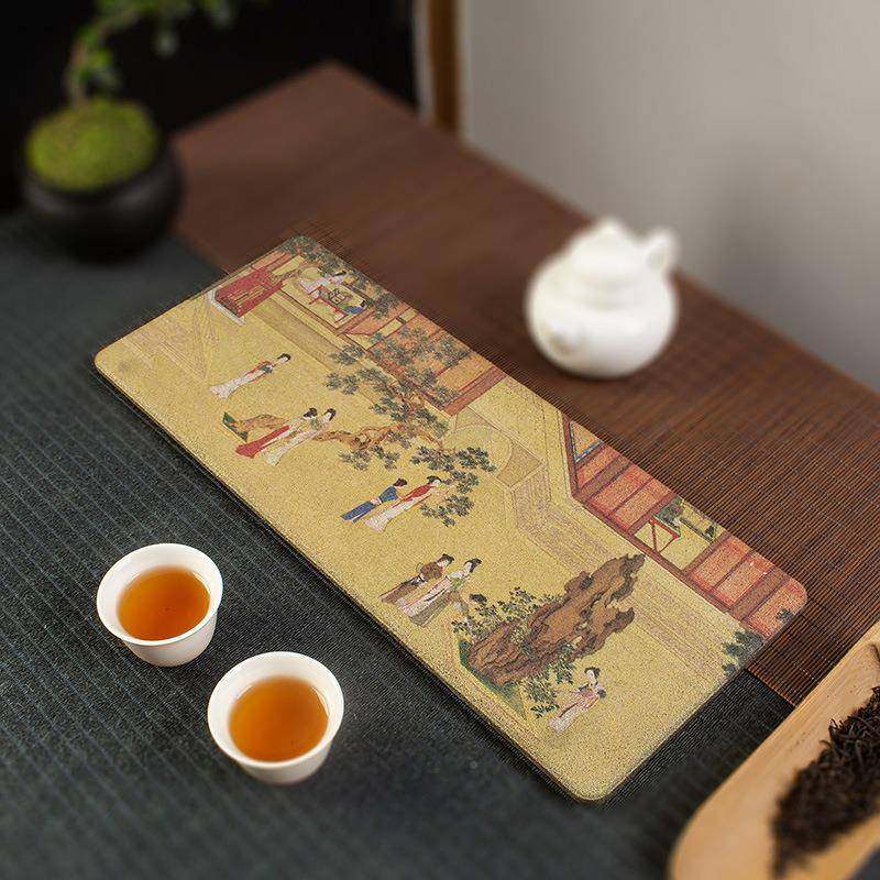 淘瓷八创意形速泡干吸水茶盘陶用瓷干台茶壶托盘家CP长方轻奢现代