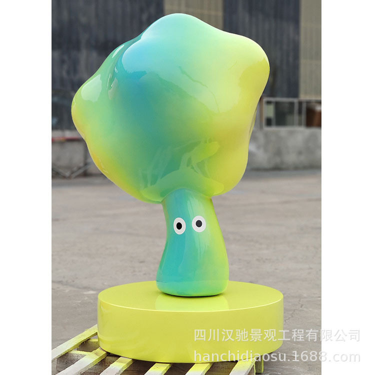 商场美陈雕像小品 卡通创意小树摆件 彩绘玻璃钢雕塑 艺术小品