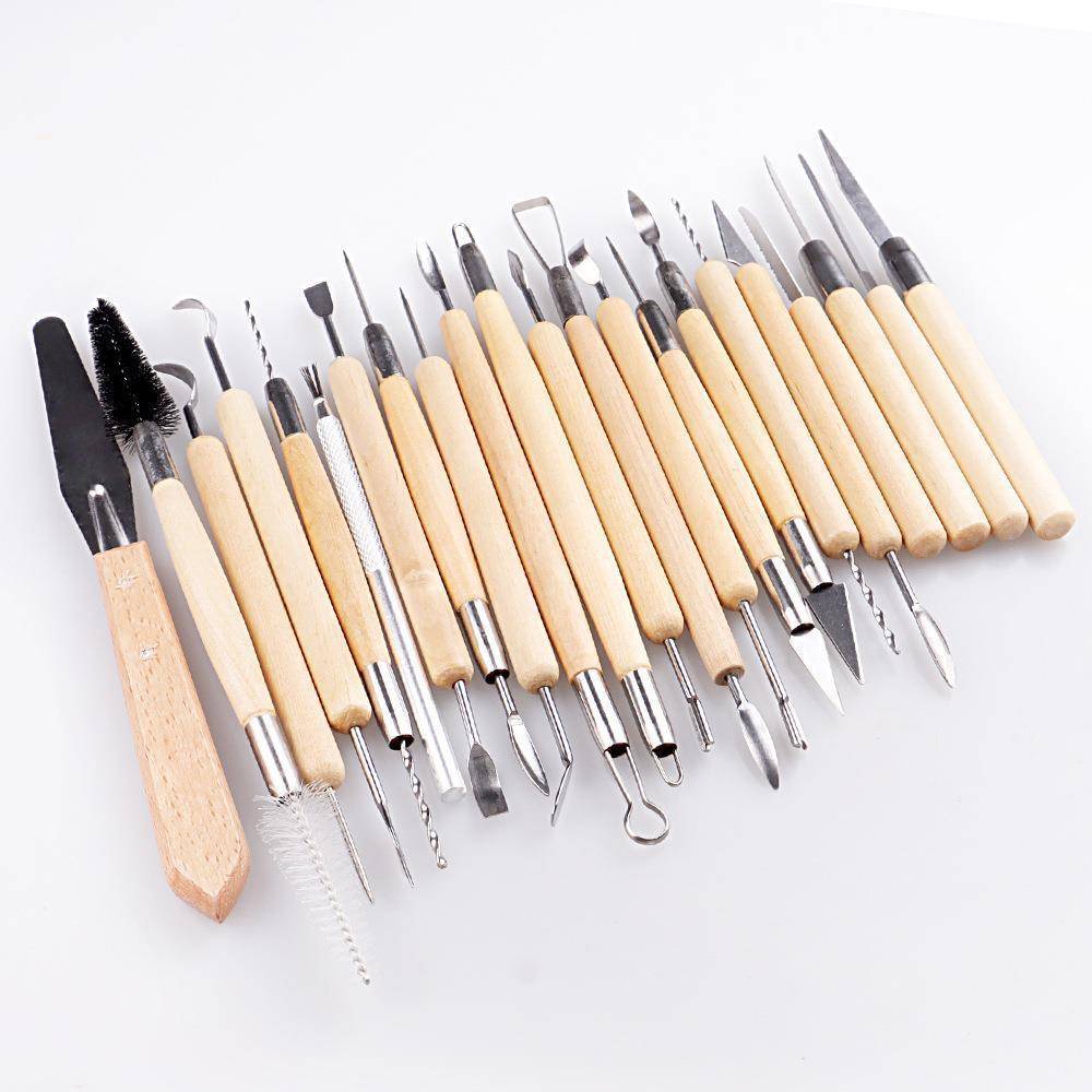 Sculptig双泥塑雕刻工具软陶件压痕笔木质头点钻笔陶泥AWS工具45n