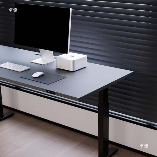 电动升降桌电竞气压868动实木电机立电升动降手摇白色气站办公桌