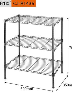 CJ-B1436电商热三层喷竹粉黑色线家网层架用节管落地储物厨推房置