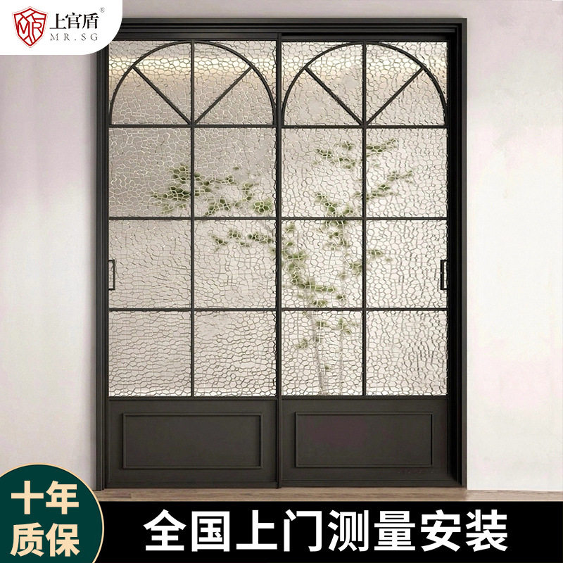门窗厂家直销法式复古客厅推拉门厨房阳台中式隔窄铝合金玻璃移门