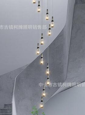 楼长吊411灯现代简约梯lo性ft公寓别墅厅创意个餐厅旋转复式楼客