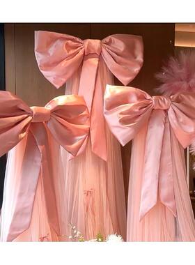 奶圣油景布发光蝴蝶结饰商CKJ场店铺背节庆婚礼布置诞装饰网装红