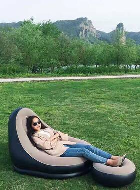 充气躺凳子气野外ZTQ座椅椅吹气垫小沙发口袋?便携式透明单人板凳