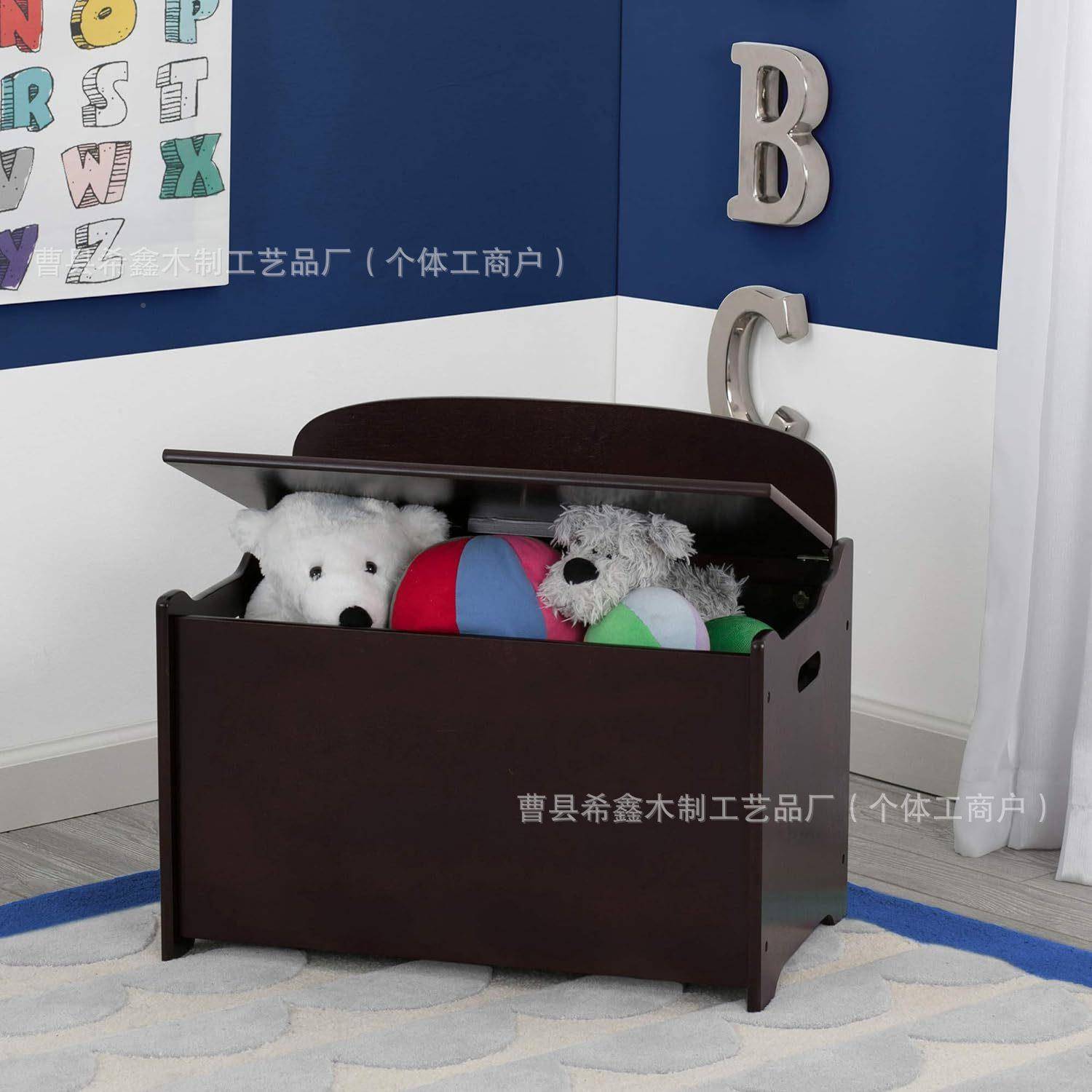 跨境木制儿童玩具收纳5444幼儿具房房间整理坐玩盒箱尘木质防收纳