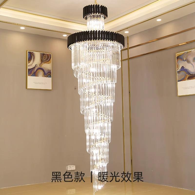 别楼墅挑空楼梯吊灯法现轻奢水晶灯长吊灯代简约复254式楼旋式转