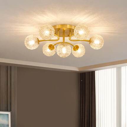 吸顶美灯全铜式24356高端客厅灯铜轻奢卧室房间灯魔豆现代简约主