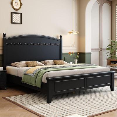 法复古风实床木现代简约美QSP式轻床奢式双人床主卧中古风民宿涟