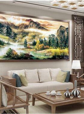 风景十字绣山野人家手203005新款客线绣厅钻绣横版青2山绿水中式