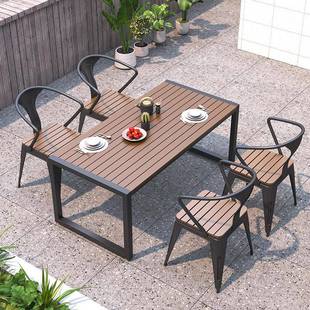 工业风铁艺户外MDO庭院桌阳台椅露天室组外晒防水茶餐桌塑防木桌
