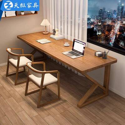 天美纵式实木电脑桌台式家用电桌竞桌学生学习双卧室书桌人办WY24