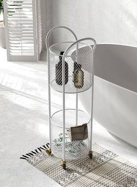 置轻奢MW6Nz4s2收浴室收纳篮卫生轮间带物架厕所双层纳架洗手间移