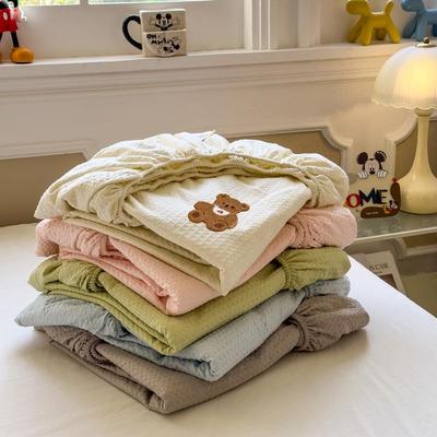 卡件毛45613223巾绣全棉色织水通洗棉床垫保护套罩防品尘套单件床