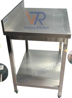 优厨质不锈店钢工作台房桌带后背验板酒餐JBQ厅操作台实室