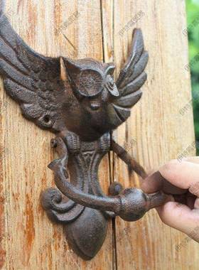 欧式美式GCI工业风铸铁门工头艺品院复古猫鹰门敲仿古拉手庭门把