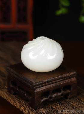 高档白玉小福包子镇纸玉石茶宠办小公桌摆件新客物厅家居饰办公室