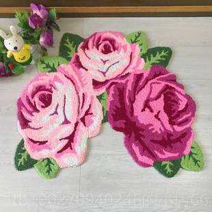 高档异形新大水猴小紫蓝黄玫瑰花款地毯浴室马桶地垫入眼卫浴吸脚