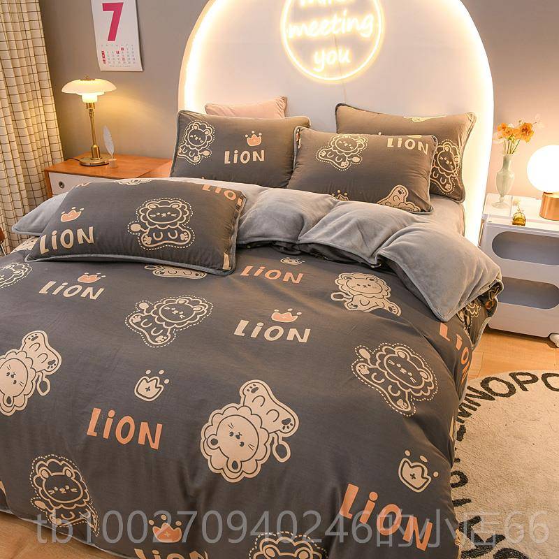 高档冬定季ab3面纯棉0珊瑚绒四件套一面23x20单面加绒做法兰绒床