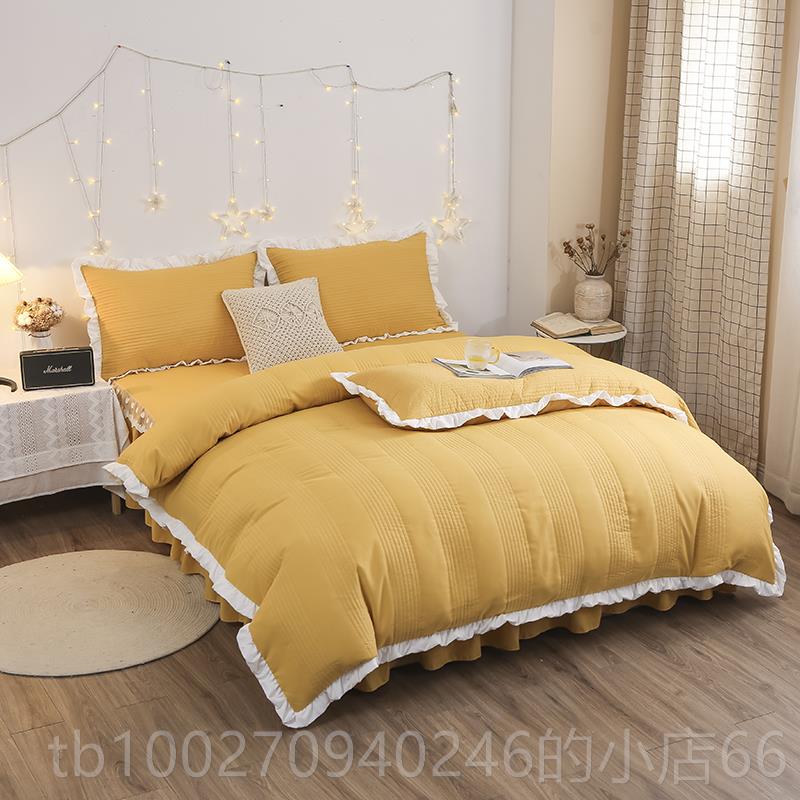 高档秋冬床加磨毛水洗棉床上四件套夹棉被套床罩裙床笠品三件套被