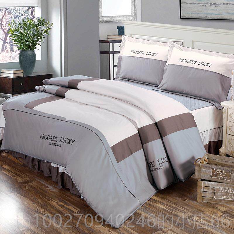 高档全棉韩版婚庆件纯棉床上四套冬床罩床裙式1.8m 季套2米夹棉件