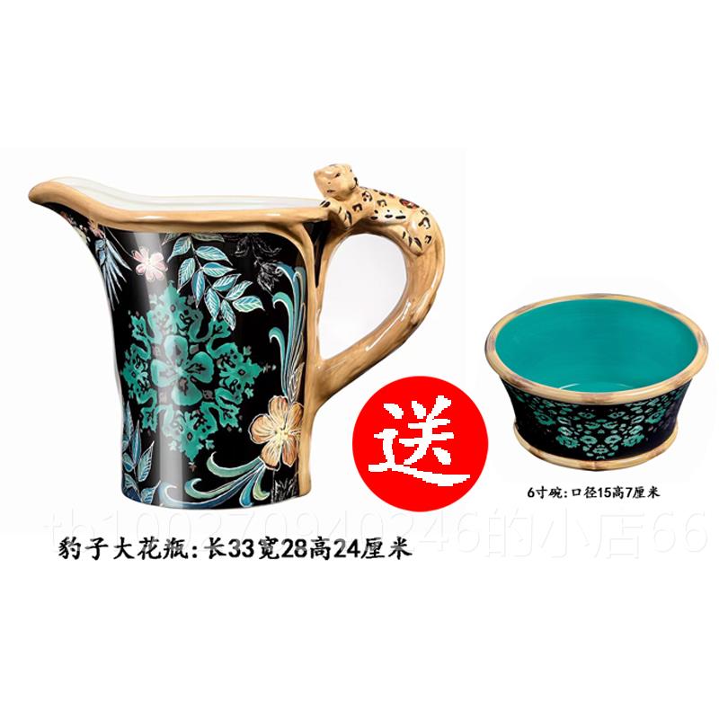 高档出口美异式域丛林家系列陶瓷豹子大储物罐美复古居干果国盘摆