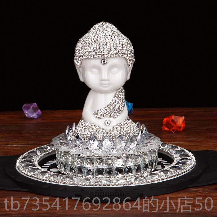 正品汽车水晶香水摆件水钻白瓷莲花弥勒佛像车车水载香男装女内饰