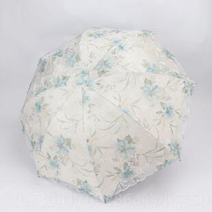 正品 双层蕾丝刺绣遮阳伞黑防晒两抗UV女公主胶小清神新遮阳晴雨用