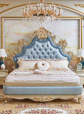 欧式实木床主卧IPP双人做床艺宫廷布床法式浪漫古典高端手雕公旧