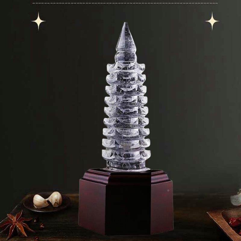 然水晶昌塔7层9层1文层粉白紫黄ZYWCT202色水晶宝塔办公天室学生