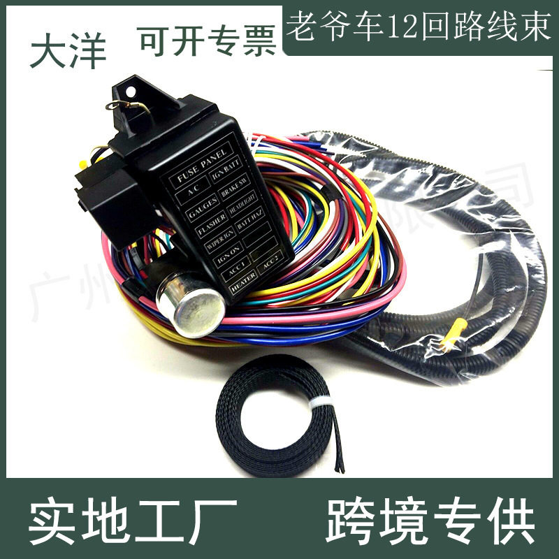 汽车零配件12 电路通用线束 14 熔断器 12v 带编织电线盾大洋汽配