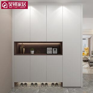 感轻吸塑多层板平板奢模压柜门衣柜肤膜门实板橱柜NIR现代木