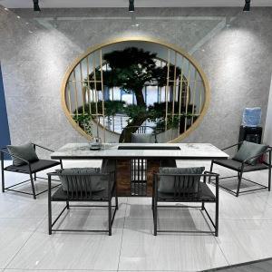 椅式 轻奢岩中板茶桌合组办公室家用茶台泡茶WEL桌烧水壶一体现代